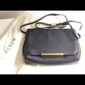 J crew classic black leather cross body
